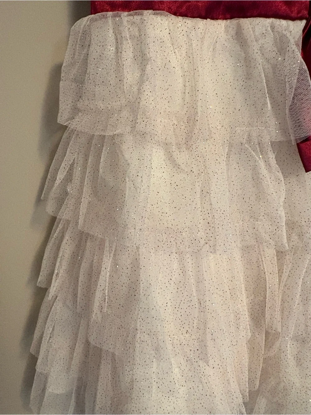 Jona Michelle Burgundy and Ivory Layered Tulle Party Dress